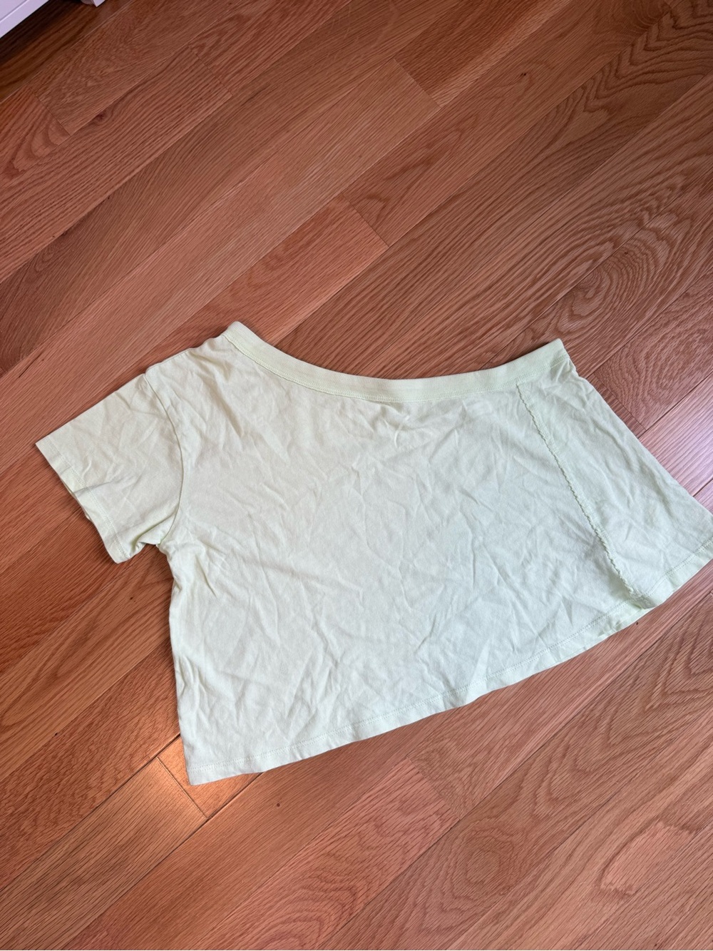 We The Free Pale Neon Green Off-Shoulder Crop Top